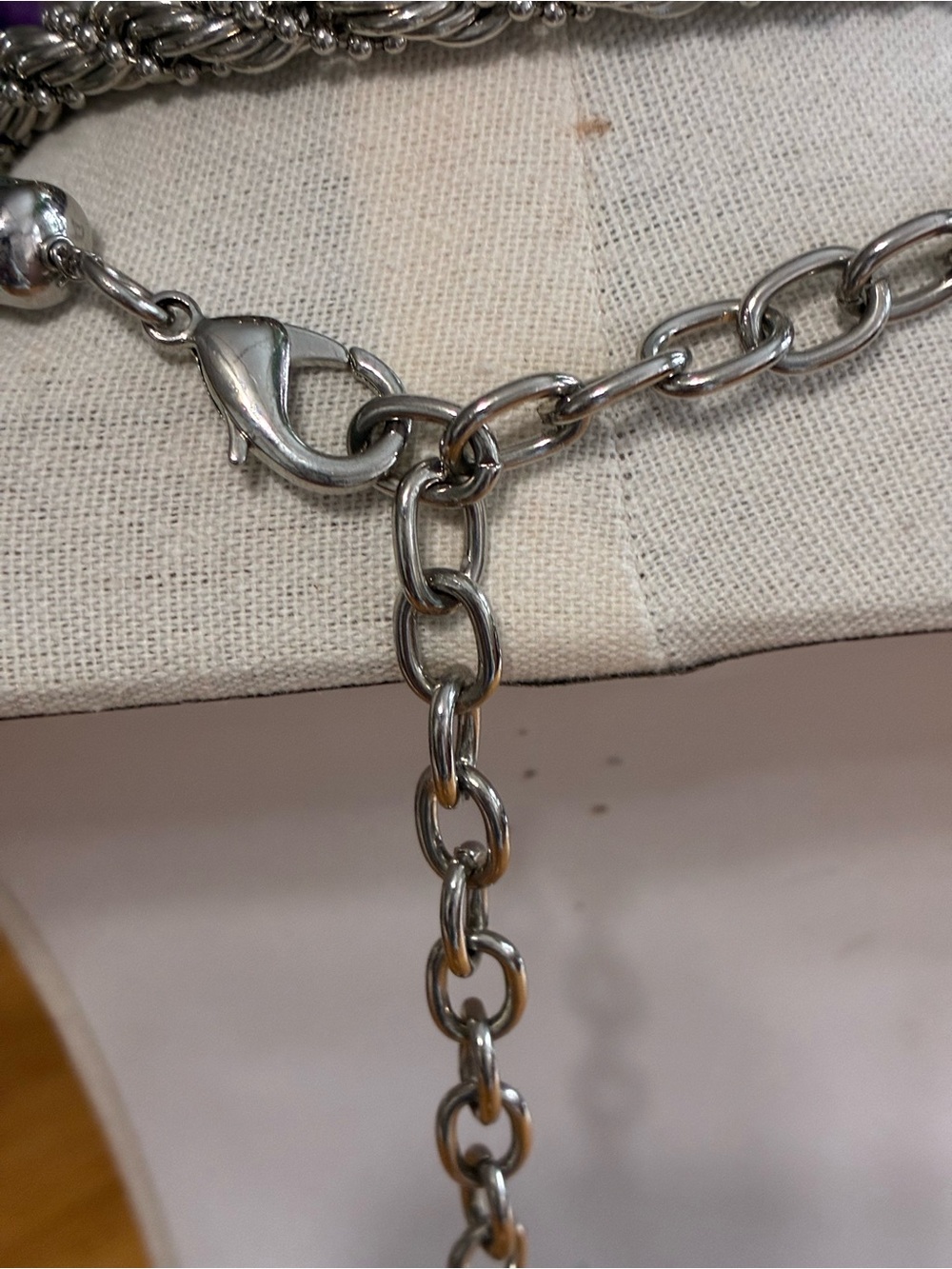 Silver-Tone Twisted Rope Necklace. - Picture 6 of 7